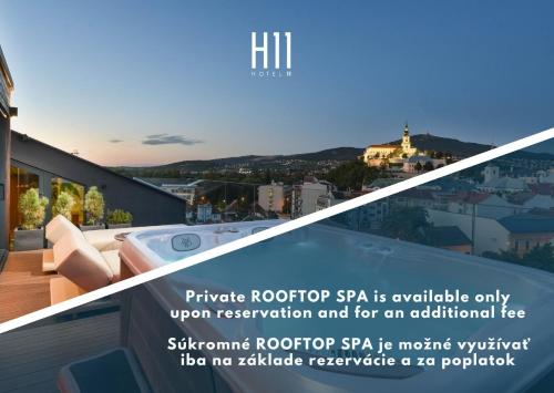 a magazine advertisement for a hot tub on a balcony at BOUTIQUE HOTEL11 with rooftop SPA in Nitra