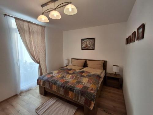 a bedroom with a bed and a window at Moderne Sauerhof Apartments in Baden