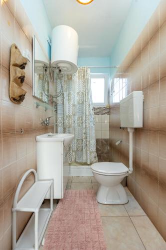 a bathroom with a toilet and a sink at Apartments Diana in Luka