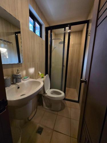 a bathroom with a sink and a toilet and a shower at The Ginger Ville Private Resort in Lian