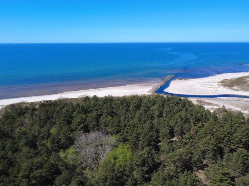 an aerial view of a beach and the ocean at Papės Perlas in Pape