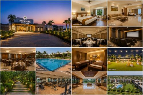 a collage of photos of a resort with a pool at 7 Seasons resort & Spa in Jamnagar