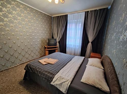 a bedroom with a bed and a television in it at Apartment on Y. Mudroho 44 in Bila Tserkva