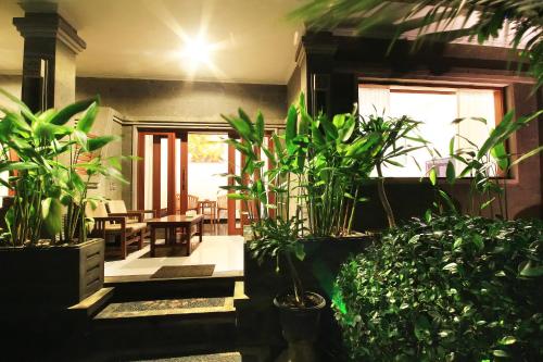 a room with a bunch of plants in it at Letos Kubu Homestay in Kuta