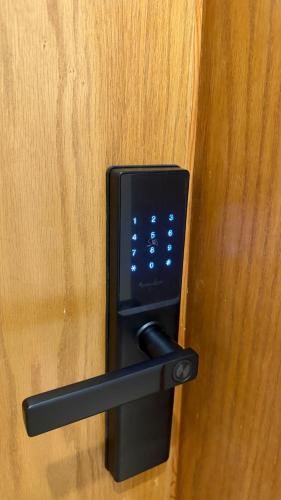 a close up of a door handle on a door at Apartment in Al Kharj