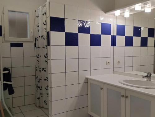 a bathroom with a sink and a shower at Appartement 4p Sanguinet-Doum Doum in Sanguinet