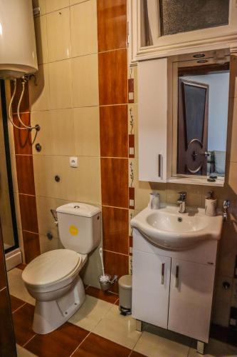 a bathroom with a toilet and a sink at D&N Adriatic Nest in Kotor