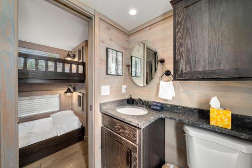 a bathroom with a sink and a toilet at Asheville River Cabins, WorldHotels Backdrop in Arden