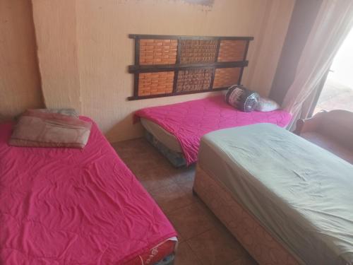 two beds in a room with pink sheets at Sleep Well in Durban