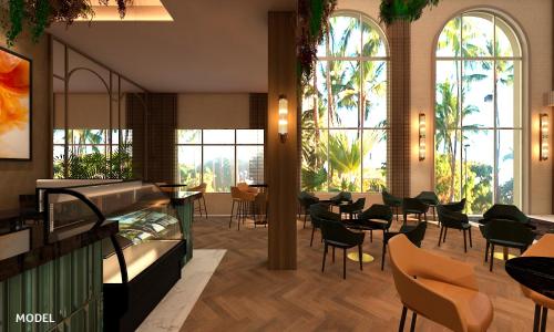 a restaurant with chairs and tables and windows at Riu Palace Mexico - Adults Only - All Inclusive in Playa del Carmen