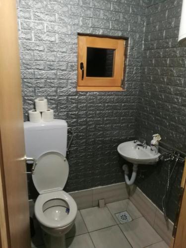 a bathroom with a toilet and a sink at Camp Volujak in Gacko