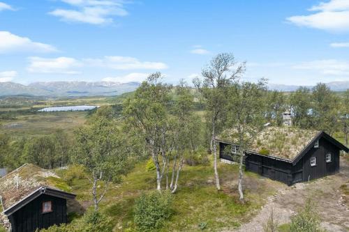 a house with a grass roof on top of a hill at Traditional Log Cabin At Vierli in Rauland