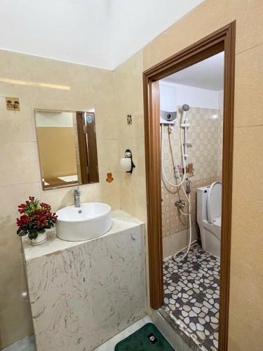 a bathroom with a sink and a toilet at Đại Thắng Hotel in Danang