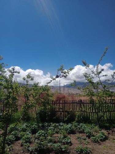 a fence in a garden with a view at Тумар дом in Tamga