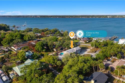 an aerial view of a city and the water at 1055 Shady Lane in Merritt Island