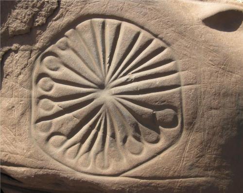 a relief of a plant on a wall at Serdrar Camp in Timganine