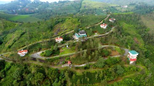 an aerial view of a village on a mountain at Falcon Crest in Vagamon