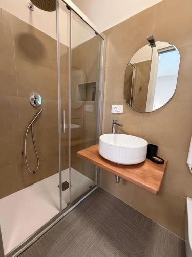 a bathroom with a sink and a shower at B&B Nido degli Ulivi in Catanzaro