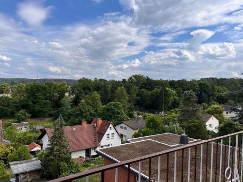 a view of a town with houses and trees at Ferienwohnung Hohenstein in Bad Wildungen