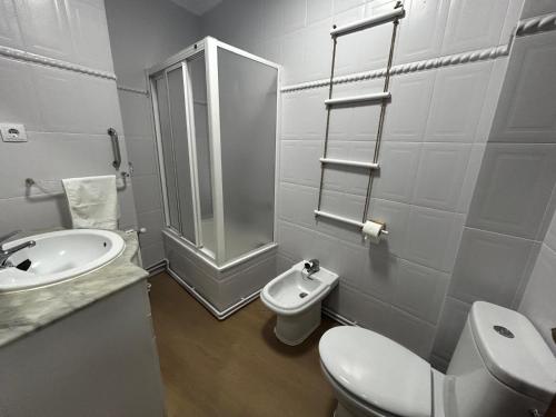 a bathroom with a toilet and a sink at Monuca - 3803 in Santoña