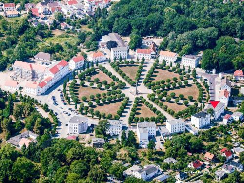 an aerial view of a large park with trees at Fürstlich Wohnen am Circus mit Blick zur Granitz in Putbus