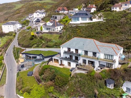 an aerial view of a large house on a hill at Sunset Beach - Uk42994 in Woolacombe