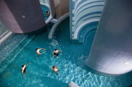 a group of people in the water on a cruise ship at Oázis Apartman in Harkány