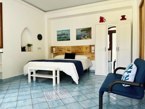a bedroom with a bed and a table and a chair at Casa Tasca in Ravello