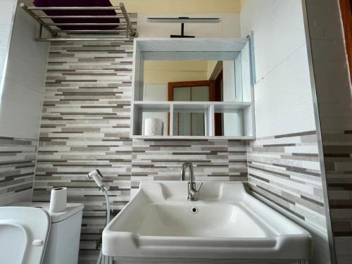 a bathroom with a sink and a toilet at Xenia Backpackers in Nairobi
