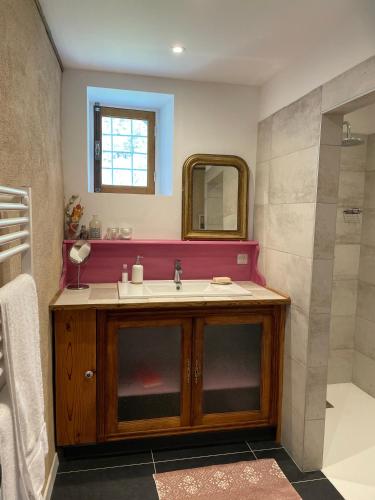 a bathroom with a sink and a mirror at Lortu vivu in Castifao