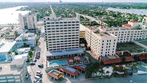 an aerial view of a city with tall buildings at Hollywood Beach Tower - Studio Suite in Hollywood
