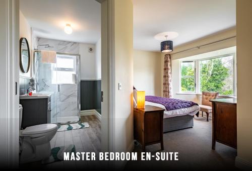 a bathroom with a toilet and a bed and a sink at Foley's Guesthouse & Self Catering Holiday Homes in Kenmare
