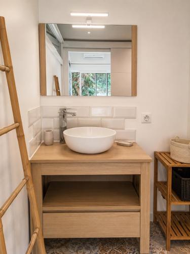 a bathroom with a sink and a mirror at Studio la garrigue in Les-Pennes-Mirabeau