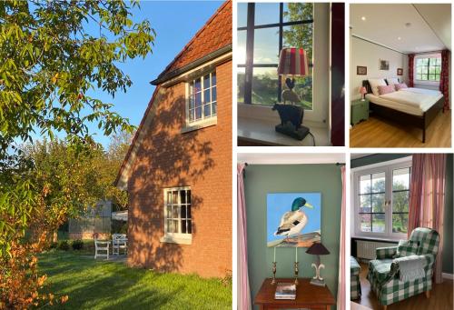 a collage of four pictures of a house at Ferienhaus Bothmer in Schwarmstedt