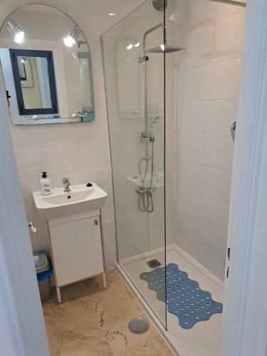 a bathroom with a shower and a sink at B10 Las Arenas in Caleta De Fuste