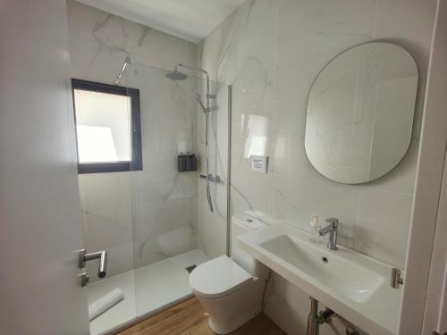 a bathroom with a toilet and a sink and a shower at Nido Anaga in Santa Cruz de Tenerife