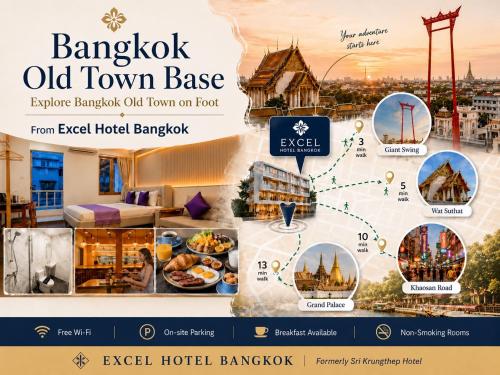 a flyer for an old town palace hotel with a map at Excel Hotel Bangkok former Sri Krungthep Hotel in Bangkok