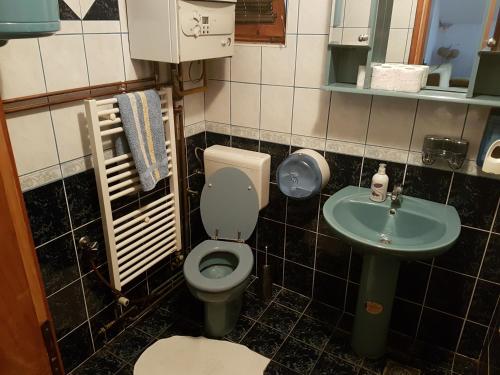 a bathroom with a toilet and a sink at Hostel City Center Sarajevo in Sarajevo