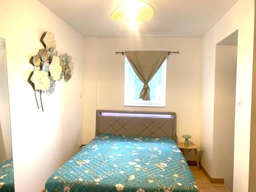a bedroom with a bed and a window at Le Mas des Sources - Appartement in Vals-les-Bains