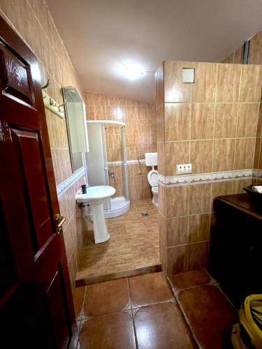 a bathroom with a toilet and a sink at Forest Home in Golubovci