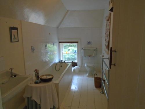 een badkamer met een bad, een toilet en een wastafel bij Ballynona House in Midleton