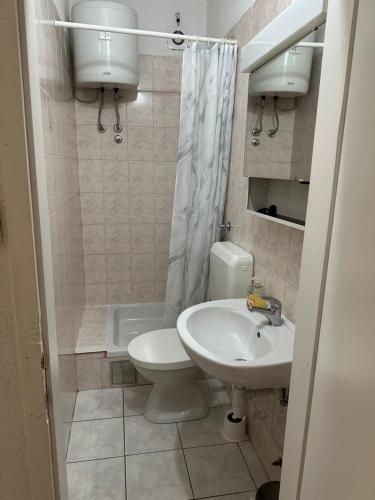a small bathroom with a toilet and a sink at Apartments Matic Vodice in Vodice