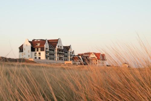 a large house on the beach with tall grass at Hotel de Blanke Top in Cadzand-Bad
