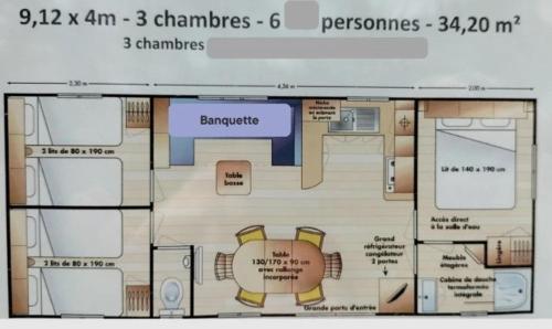 a picture of a floor plan of a house at Camping 3 étoiles - Piscine - ccbfghc in Mamers