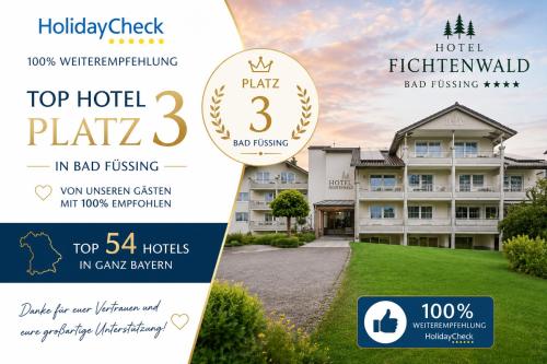 a flyer for a hotel top hotel plan in bad listing at Fichtenwald-Ihr Boutique I Glück`s Hotel - Ihr Kraftort - Wasserwelten Bad Füssing in Bad Füssing