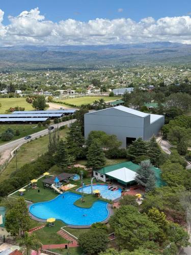 an overhead view of a large water park at Peko's Multiparque Hotel in Villa Santa Cruz del Lago