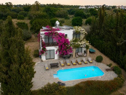 an aerial view of a house with a swimming pool at Banana Sunset Villas in Paphos