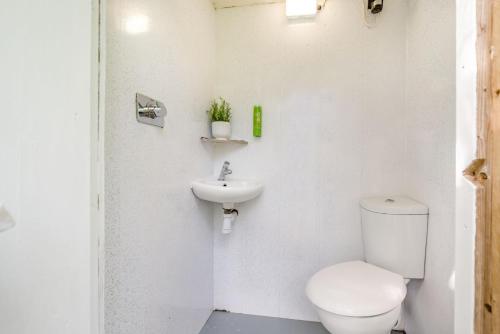 a white bathroom with a toilet and a sink at 1 Bed in Bude oc-s34847 in Bude