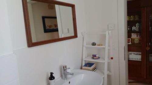 a bathroom with a sink and a mirror at B&B Il Nocciolino in La Fabbrica
