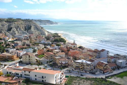 an aerial view of a town next to the ocean at Villa Venere Apartment in Realmonte